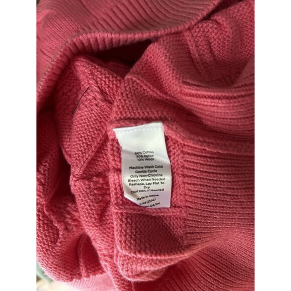 New Talbots Pink Wool Blend Cable Knit Sweater Women's XL Chunky Classic Preppy - Picture 4 of 4